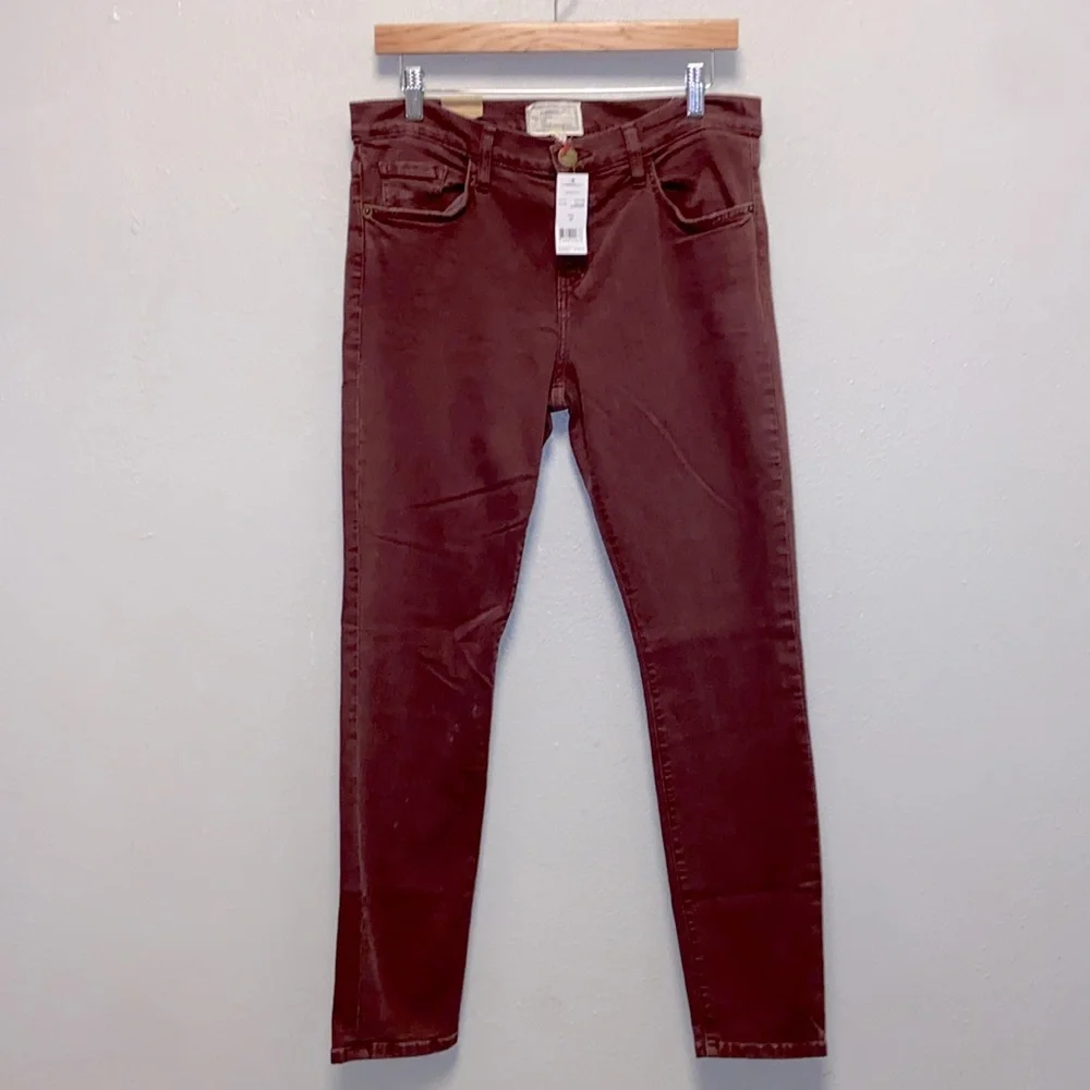 Current/Elliott NWT The Stiletto Vintage Burgundy Ankle Jeans 3127